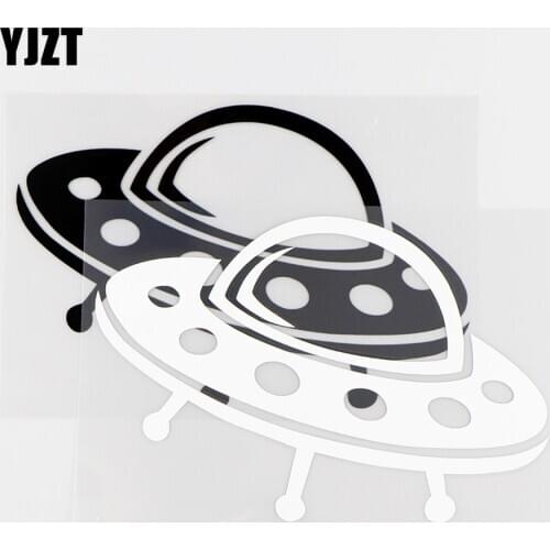 YJZT14.6X9.7CM Ufo Funny Vinyl Car Sticker Decal Flying Saucer Black / Silver 10A-0186