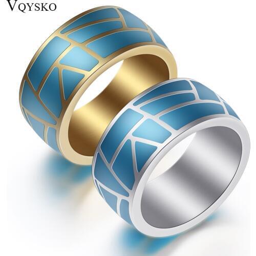Factory Price Trendy Wholesale Blu Oil Drip Rings Women Wedding Ring Stainless steel Ring Dropshipping Men Jewellry