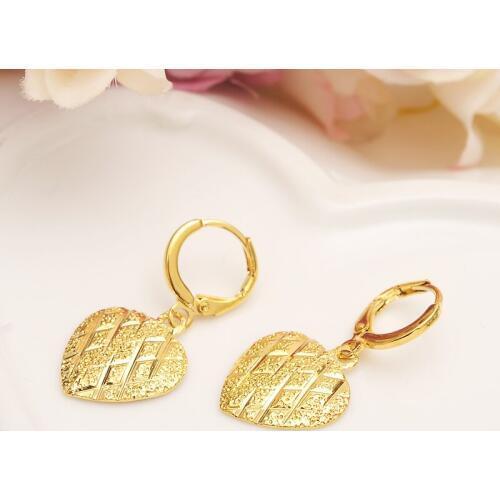 Bangrui Classical Africa love heart shape Earrings for Women / Girl, Gold Color Arab Middle Eastern party Jewelry Mom Gifts