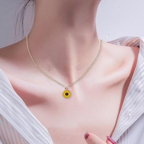 1pcs Hot Sale Sunflower Pendant Necklaces For Women Girl Unique Design Gold Chain Necklace Sunflower Jewelry Gift