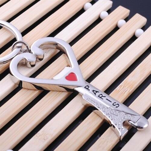 100 pieces/lot l tower souvenirs key chain heart bottle opener keychains fashion design metal keychain