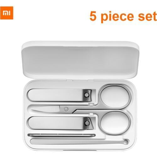 100% Xiaomi mijia 5pcs/set Manicure Nail Clippers Pedicure Set Portable Travel Hygiene Kit Stainless Steel Nail Cutter Tool Set