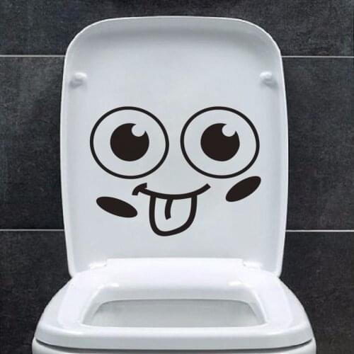 2PC Smile Face Toilet Decal Vinyl Wall Mural Art Decor Funny Bathroom WC Sticker 20X25CM