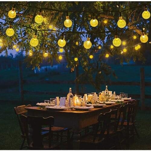 20 50 LED Solar Light Waterproof Fairy Garland Lights String Outdoor Holiday Xmas Party Wedding Solar Crystall Ball Lamp Decor