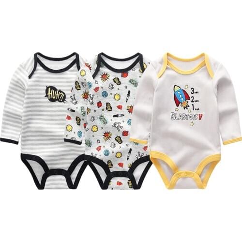 3 PCS/lot newbron winter Baby Rompers Long Sleeve set cotton baby junmpsuit girls ropa de bebe baby boy girl clothes