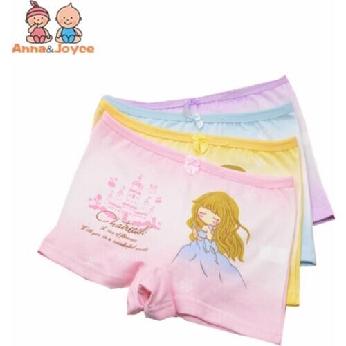 4 Pcs/lot Kids Girls Boxer Underwear Cute Cartoon Panties Childrens Girls Kids Pants Baby Underpants suit 2-10years