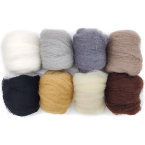 80g (8 Colorsx10g)Merino Wool Roving for Needle Felting Kit, 100% Pure Felting Wool, Soft Delicate, Can Touch the Skin (No. 01)