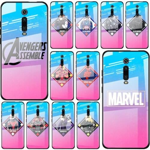 Tempered Glass Cover Avengers superhero For Xiaomi Redmi K40 K30 K20 9T 9C 9A 9 8A 7 Pro Plus Shockproof Phone Case