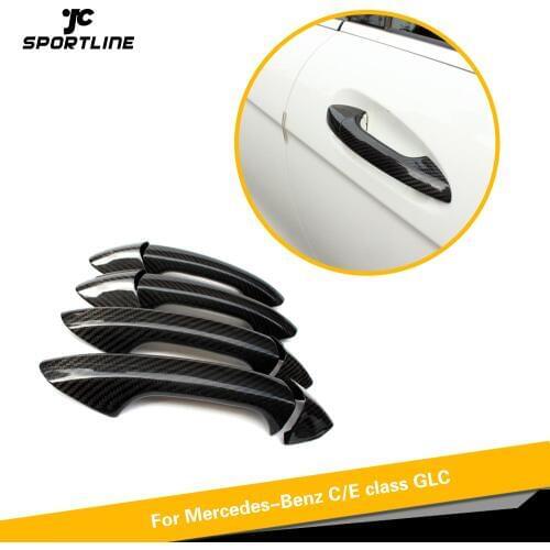 For Mercedes-Benz C S E CLS Class W204 W205 C205 W207 W218 C63 E63 S63 AMG Not for G class Door Handle Cover Trim Carbon Fiber