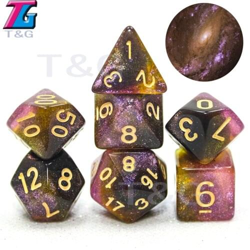 DND RPG Universe Galaxy Dice Set of D4-D20 with Bag Shinny Effectt Cool for Boardgame Party Gift game the gathering