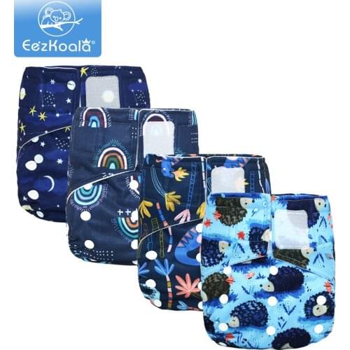 EezKoala 1PC Eco-friendly Cloth Diaper Fast Dry Cloth Baby Diapers Reusable Insert Nappy Hook&Loop Closure with two pockets
