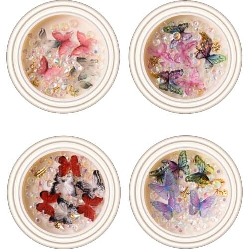 1 Box 3D Mixed Butterfly for UV Resin Epoxy Mold Colour Jewelry Making Nail Art Decoration Diamond Crystal DIY Craft Supplies