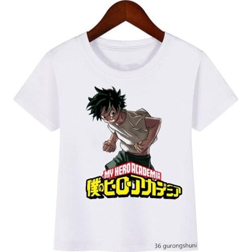 My Hero Academia Japanese Anime Cartoon Ninja Print Boys T-shirt Cute Kids Clothes Summer Tops Harajuku Girls T Shirt Streetwear
