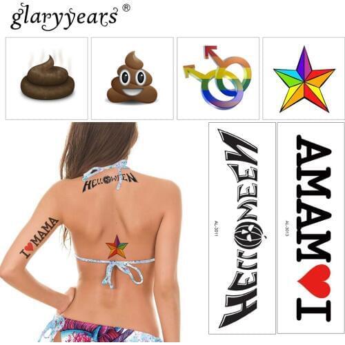 Glaryyears 1 Sheet Love Makeup Temporary Tattoo Sticker Hot Fake Flash Waterproof Fashion Small Body Art Men Women 16 Designs