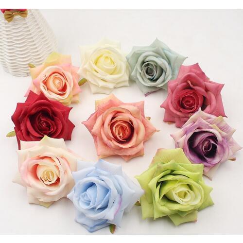 2pcs 9cm Rose Head Artificial Silk Flower For Wedding Decoration DIY Scrapbooking Handmade Craft Accessories Wreath Rosa Flower