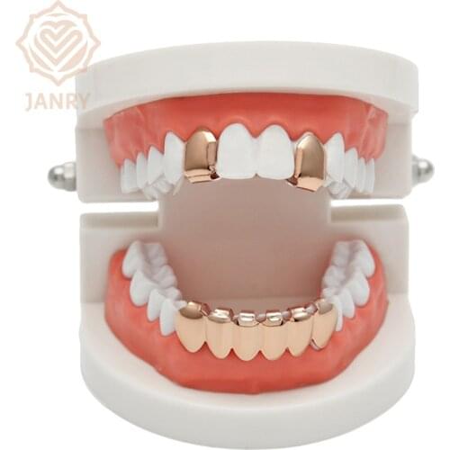 JANRY Hip Hop Teeth Grillz Top&Bottom Grills Dental Halloween Vampire Teeth For Men Women Gifts Hot Sell