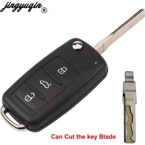 Jingyuqin New 3 Buttons Flip Car Key Shell Cover for VW Golf MK6 Bora Polo Tiguan Touareg 202AD 202H 202Q Cut/Uncut Blade
