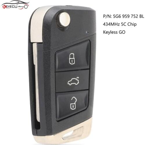 KEYECU Keyless-Go for Volkswagan Golf7 MK7 Polo Seat Tiguan Touran 434MHz 5C Remote Key Fob P/N: 5G6 959 752 BL/ 5G6959752BL