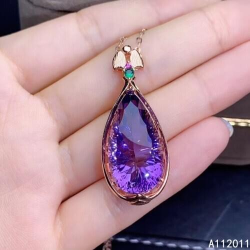 KJJEAXCMY Fine Jewelry 925 Sterling Silver inlaid natural gemstone Amethyst luxury women new Pendant Necklace hot selling
