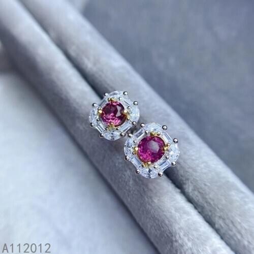 KJJEAXCMY fine jewelry natural Garnet 925 sterling silver luxury girl earrings new Ear Studs support test with box