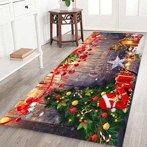 Hallway Kitchen Doormats Merry Christmas Santa Claus Home Decor Carpets For Living Room Carpet Area Dustproof Rug Anti-Slip Xmas