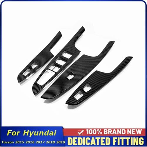 For Hyundai Tucson 2015 to 2019 Car Door Window Glass Lift Switch Button Cover Inside Armrest Frame Panel Trims Auto Accessories