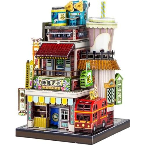 Art Model MU 3D Metal Puzzle Art Tour Japan Milk Tea Shop Model kits DIY 3D Laser Cut Assemble Jigsaw Toys GIFT For children
