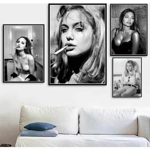 Angelina Jolie Brigitte Model Star Acrtess Poster And Print Wall Art Canvas Painting Pictures Room Decoration Aesthetic Plakat