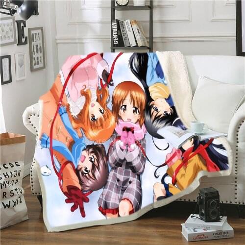 Fashion Blanket Japan Anime Printed Adult Throw Blanket for Beds Travel Office Thick Double Layer Quilts for Birthday Gifts