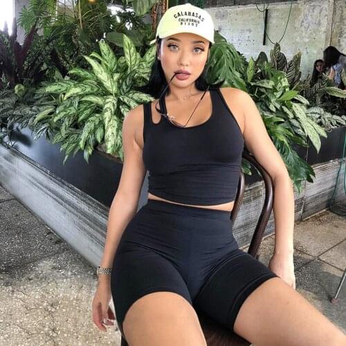 Fashion Asymmetric Strap Camis / Dress Women Black Sexy Black Cropped Camisole Summer Streetwear Backless Crop Top / Dress