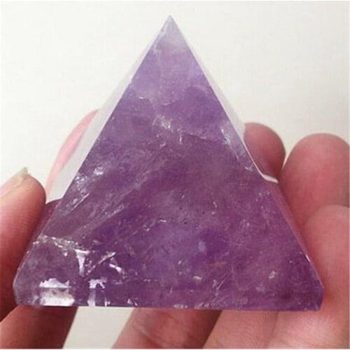 Natural amethyst pyramid, Egyptian pyramid, crystal multi - faceted column