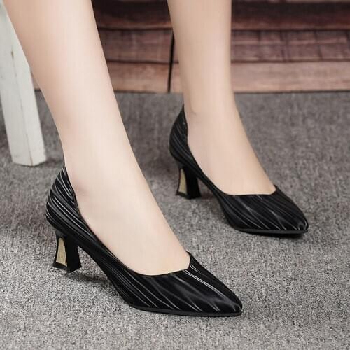 2020 new suede square root bow asakuchi Single shoes comfort and leisure Pumps Female fashion elegant high heels spring U22-53
