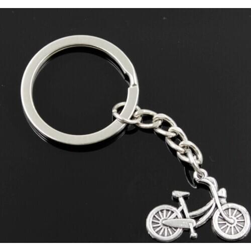 New Fashion Men 30mm Keychain DIY Metal Holder Chain Vintage Bicycle Bike 26x18mm Silver Color Pendant Gift