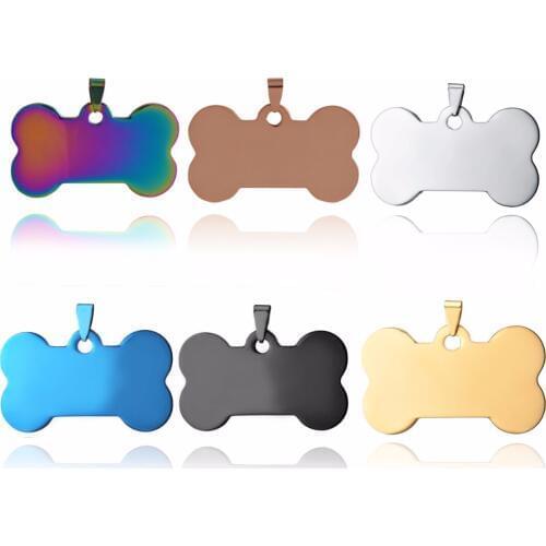 6 Colors Stainless Steel Bone Shape ID Dog Tags Necklace Military Army 316L ID Pendant Jewelry Wholesale Dropship