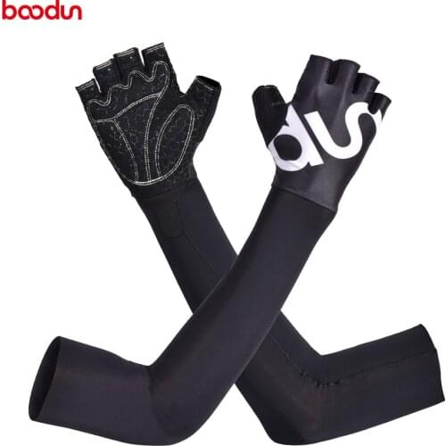BOODUN Summer Men Women Cycling Gloves Half Finger with Arm Sleeves Warmers Anti-slip Breathable Road Mountain Bike MTB Gloves