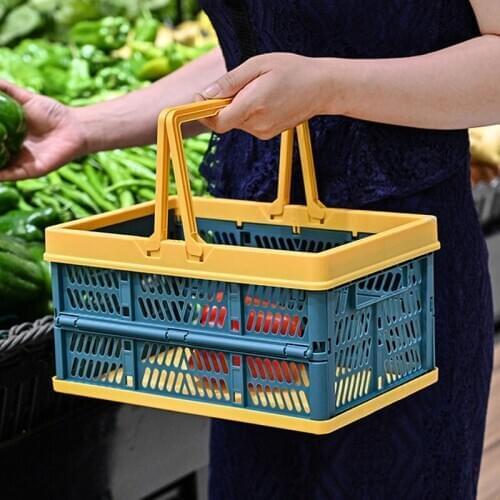 Portable folding storage basket Portable food snack storage basket Picnic grocery shopping basket