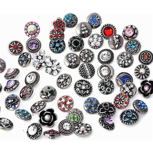 Assorted Styles Metal Diy Rhinestone 12MM Snap Button Findings For DIY Bracelet Jewelry Accessories 100pcs/lot
