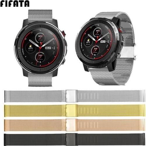 FIFATA 20 22MM Metal Stainless Steel Replacement Watch Strap For Xiaomi Huami Amazfit Stratos 3 Wristband For Amazfit GTS Watch