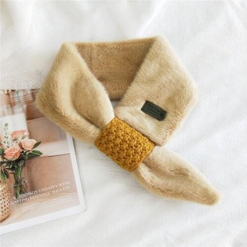 New Designer Pink Knitted Scarf Women Winter Fashion Thick Warm Faux Fur Neck Collar Scarves for Ladies Foulards D194