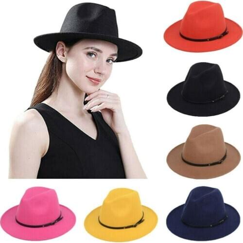 Men Women Woolen felt Fedora Hats Elegant retro England Outback Wide Brim Hats Panama Jazz Hat Cowboy Hat