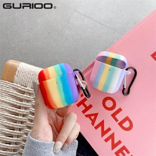 Silicone Soft Rainbow Earphone Case For Apple Airpods 1 2 3 Wireless Bluetooth Headphone Cover For Airpods Pro 3 With Buckle Box