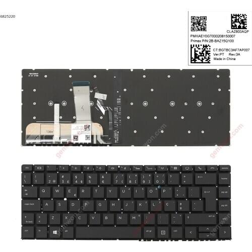 PO Portuguese New Replacement Keyboard for HP EliteBook Folio x360 1040 G5 Laptop with Backlit No Frame