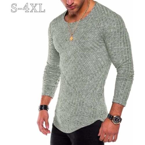 Richkeda Store New 2021 Plus Size S-4XL Slim Fit Sweater Men Spring Autumn Thin O-Neck Knitted Pullover Men Casual Solid Mens