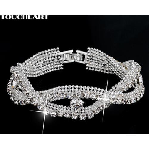 TOUCHEART Luxury Crystal Bracelets For Women Silver Bracelets&Bangles Bridal Wedding Jewelry Vintage Bracelet Femme SBR140163