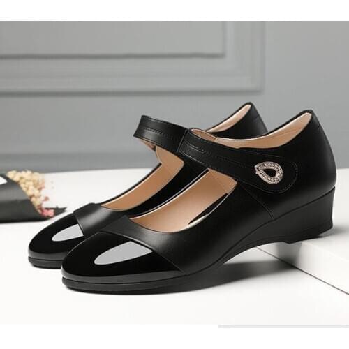 LIHUAMAO wedge heel women shoes square heel ankle strap ladies shoes pumps party thick outsole platform mary jane shoes