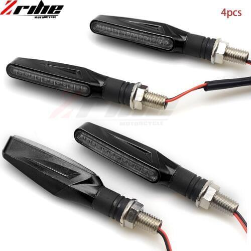 Universal 4PCS Flowing water Motorcycle Turn Signal Universal Indicators Blinkers Flexible Bendable Lamp Light Amber accessories