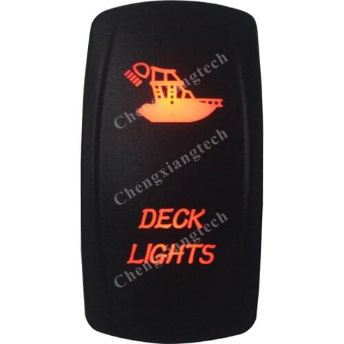 Marine Grade Waterproof IP66 DECK LIGHTS Rocker Switch AMBER Led lamp 5 Pin ON/OFF SPST DC12V 24V
