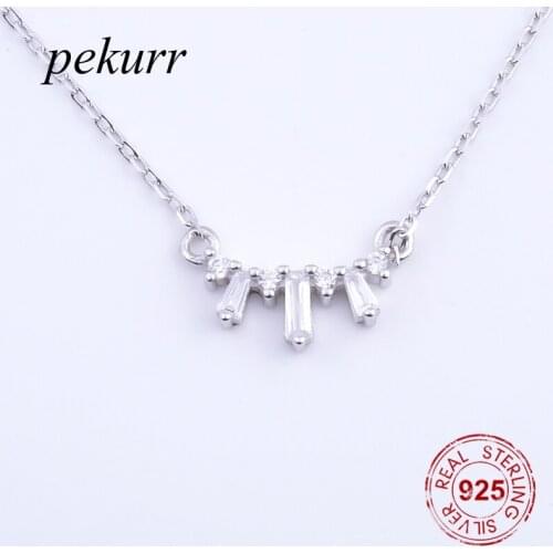 Pekurr 925 Sterling Silver Long Ice Snowflake Shape Necklaces Pendants For Women Cubic Zirconia Fine Jewelry Christmas Gifts