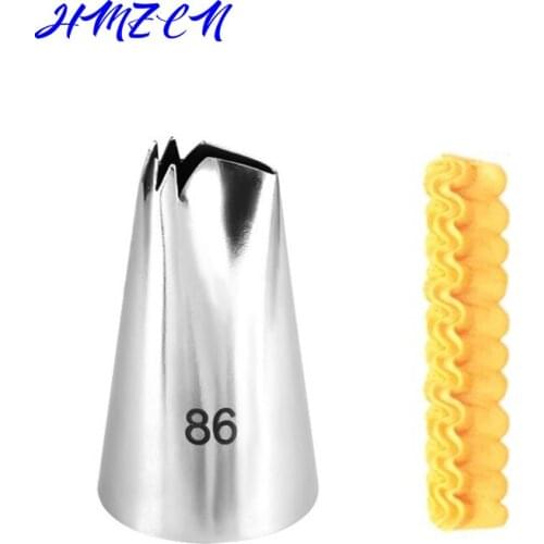 1PCS #86 Stainless Steel Wrinkle Lace Icing Piping Tips Cake Cream Piping Nozzle Pastry Fondant Dessert Cake Decorating Tools