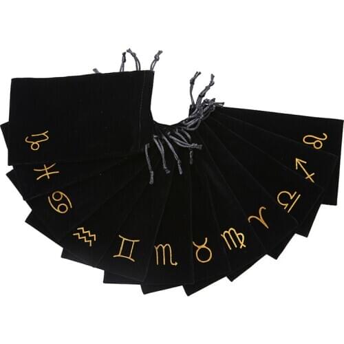 12 Constellations Velvet Pentagram Tarot Card Storage Bag Toy Home Mini Drawstring Package For Playing Cards